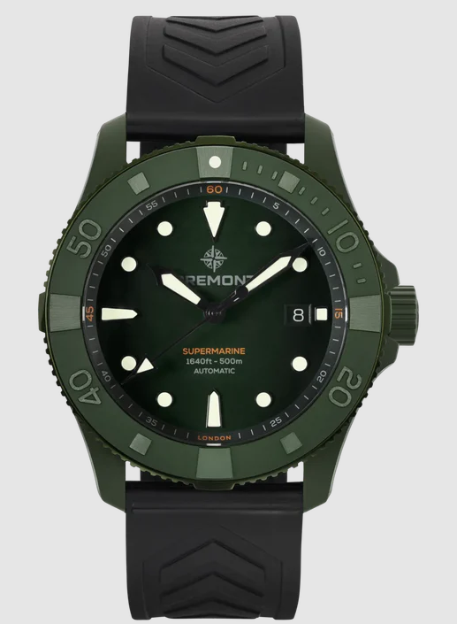 Replica Bremont Watch Supermarine Full Ceramic Jungle Green rubber strap